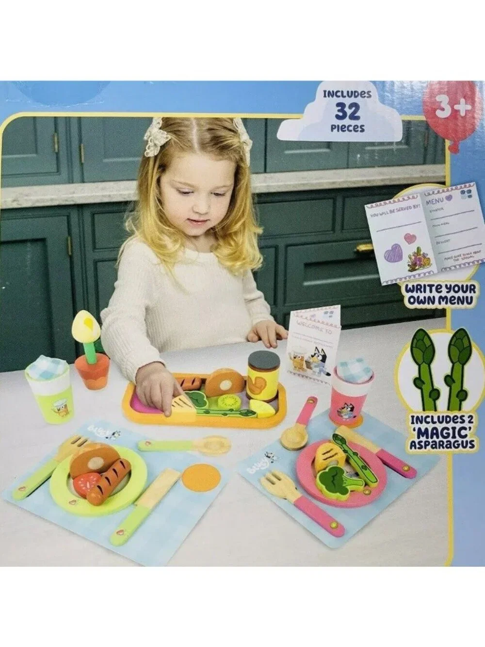 Bluey Dine With Bluey Wooden Dining Playset 32 Pieces